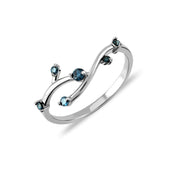 Azzuro Sarmaşık Mavi Pırlanta Yüzük