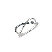 Azzuro Çapraz Band Mavi Pırlanta Yüzük