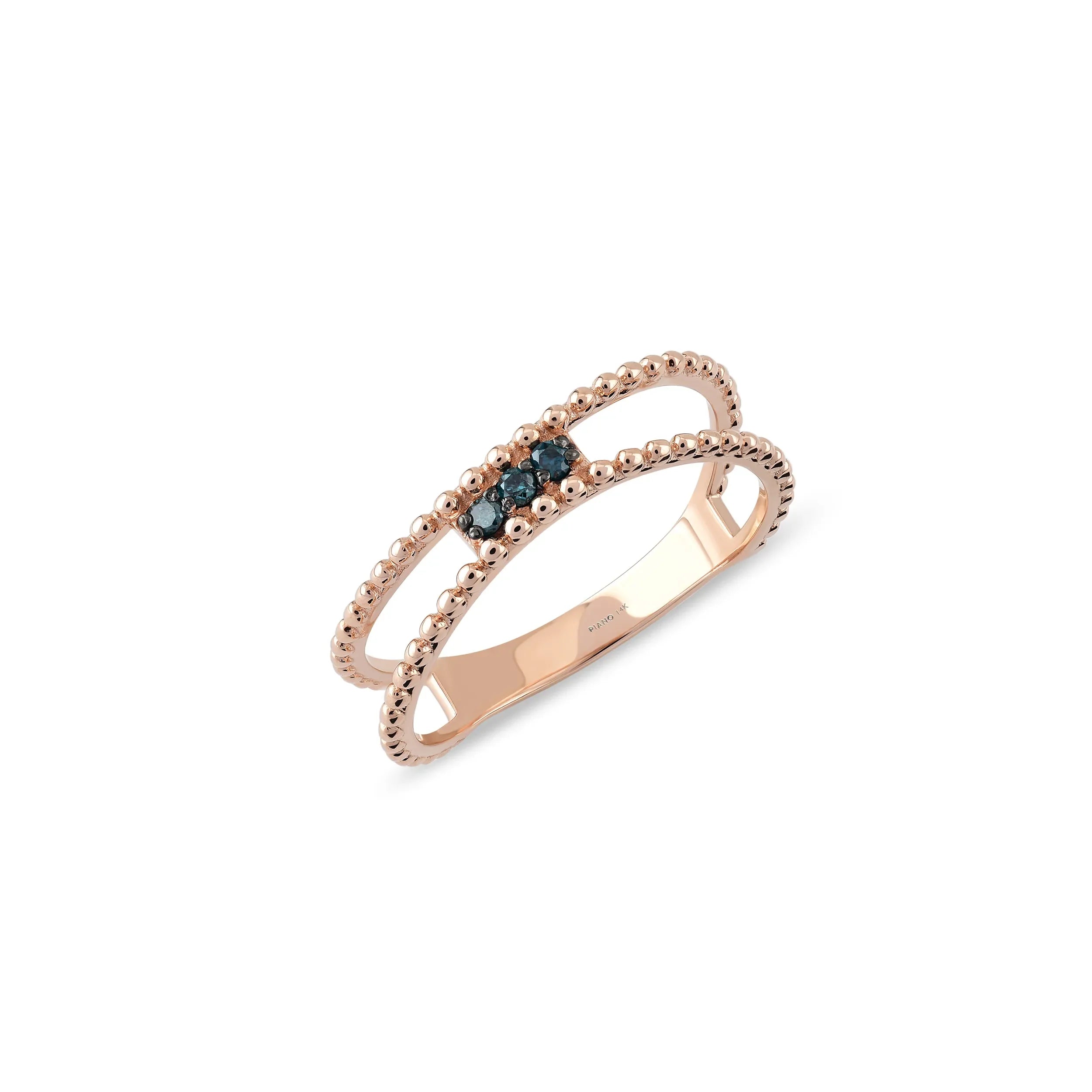 Azzuro Toptop Wave Blue Diamond Ring