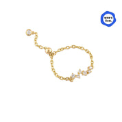 Cherry Taşlı Queen Ayarlanabilir Zincirli Altın Yüzük