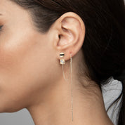 Vivaldi Mineli Baget Taşlı Zincir Sallantılı Tek Altın Küpe