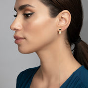 Vivaldi Mineli Baget Taşlı Zincir Sallantılı Tek Altın Küpe