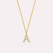 A Harf 0.08 CT Pırlanta Taşlı Sarı Altın Kolye