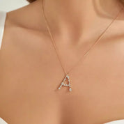 A Harf 0.94 CT Pırlanta Taşlı Rose Altın Kolye