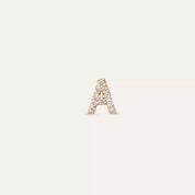 A Harf Pırlanta Taşlı Rose Altın Tek Küpe