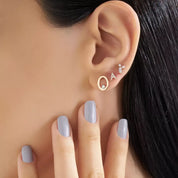 A Harf Pırlanta Taşlı Rose Altın Tek Küpe