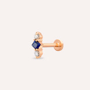 Abacus Blue Safir ve Pırlanta Taşlı Rose Altın Piercing