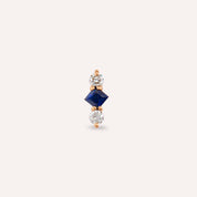 Abacus Blue Safir ve Pırlanta Taşlı Rose Altın Piercing
