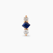 Abacus Blue Safir ve Pırlanta Taşlı Rose Altın Piercing