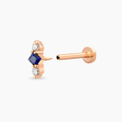 Abacus Blue Safir ve Pırlanta Taşlı Rose Altın Piercing