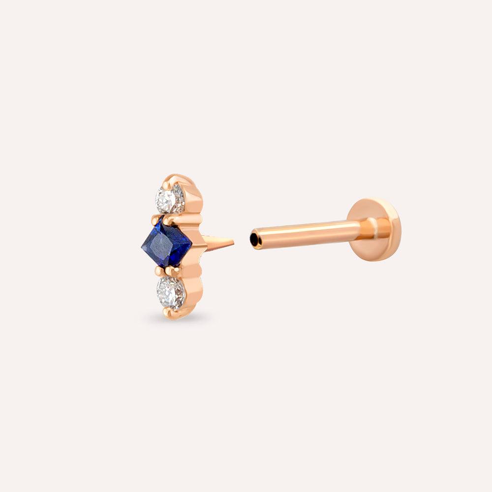 Abacus Blue Safir ve Pırlanta Taşlı Rose Altın Piercing - Tufanlar Kuyumculuk