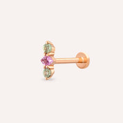 Abacus Multicolor Safir Taşlı Rose Altın Piercing