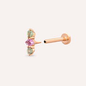 Abacus Multicolor Safir Taşlı Rose Altın Piercing