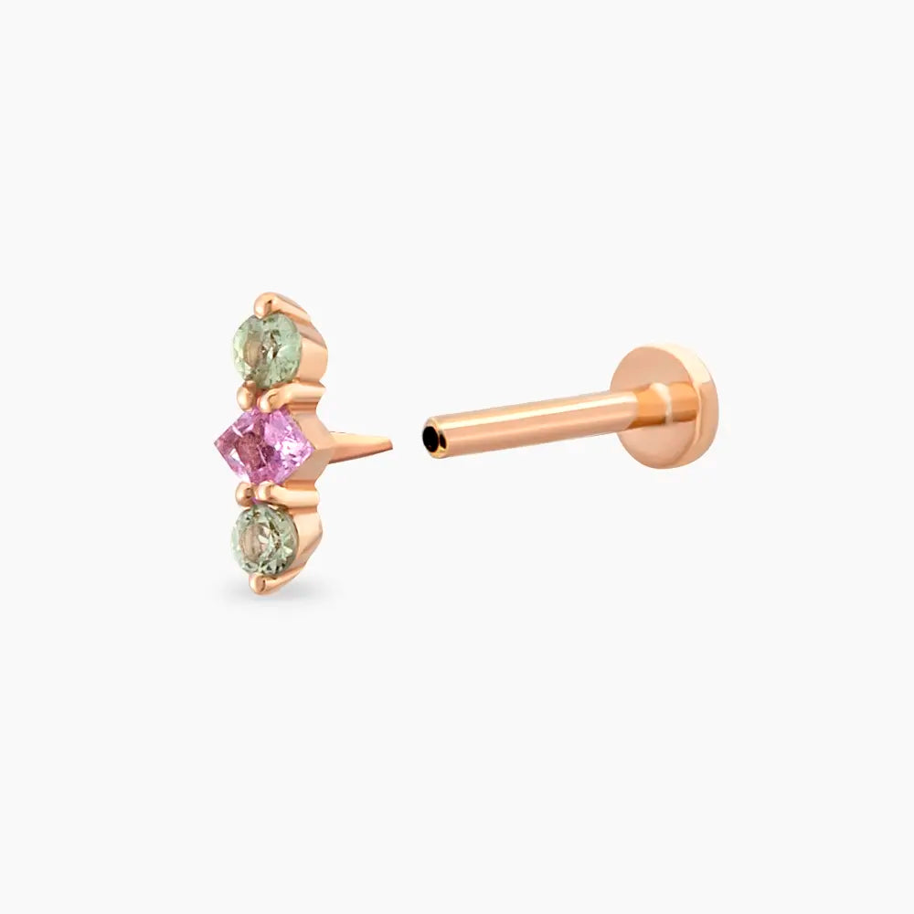 Abacus Multicolor Safir Taşlı Rose Altın Piercing