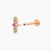 Abacus Multicolor Safir Taşlı Rose Altın Piercing