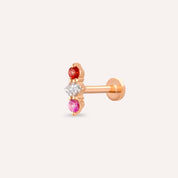Abacus Multicolor Safir ve Pırlanta Taşlı Rose Altın Piercing
