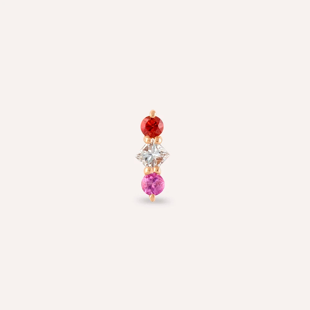 Abacus Multicolor Safir ve Pırlanta Taşlı Rose Altın Piercing