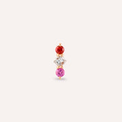 Abacus Multicolor Safir ve Pırlanta Taşlı Rose Altın Piercing