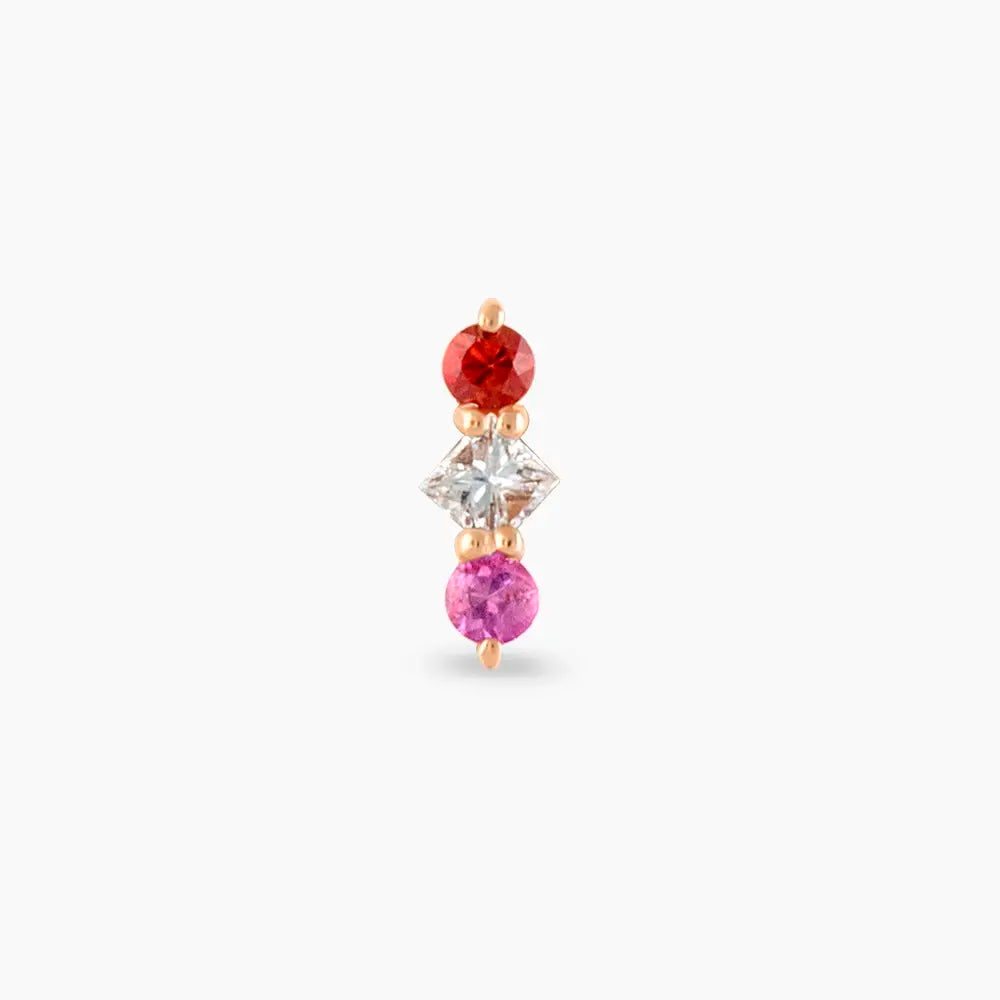 Abacus Multicolor Safir ve Pırlanta Taşlı Rose Altın Piercing