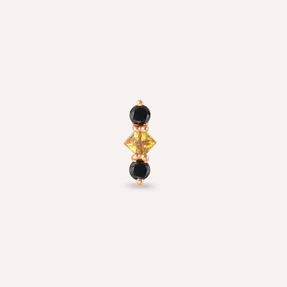 Abacus Multicolor Safir ve Siyah Pırlanta Taşlı Rose Altın Piercing
