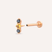 Abacus Multicolor Safir ve Siyah Pırlanta Taşlı Rose Altın Piercing