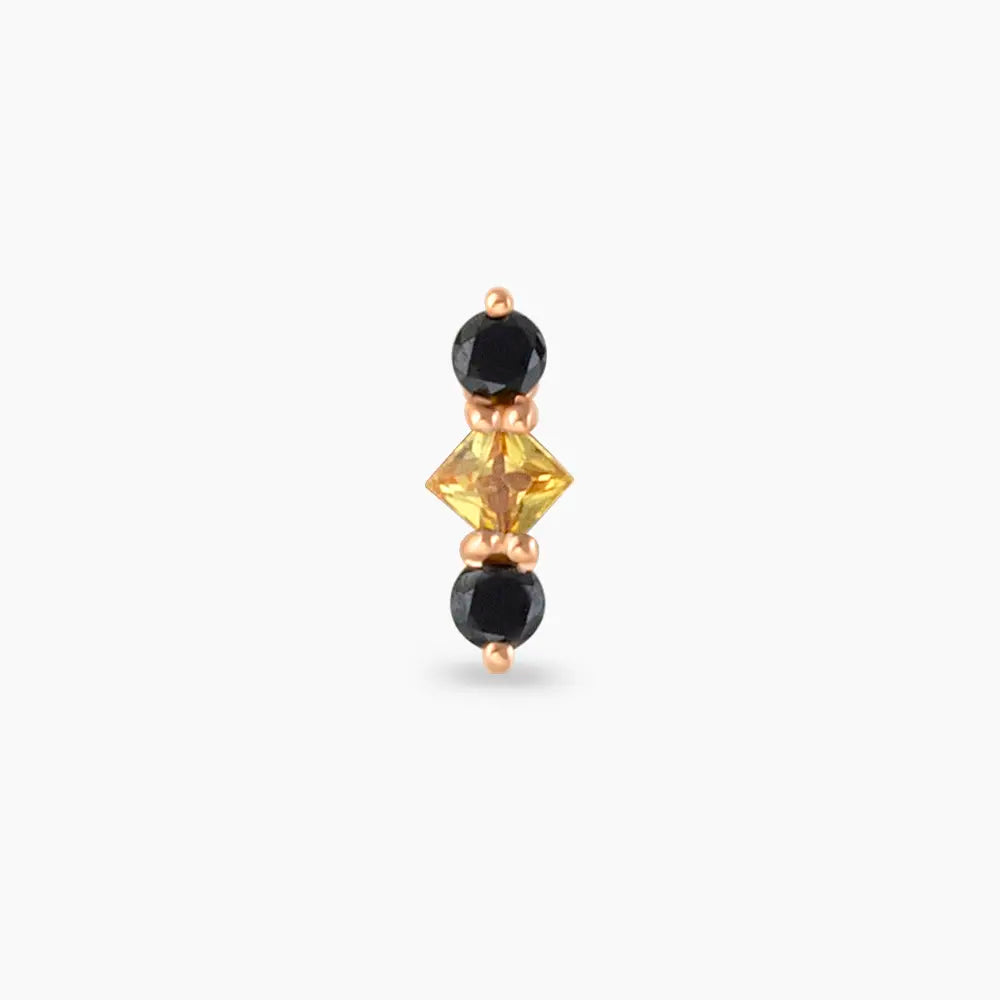 Abacus Multicolor Safir ve Siyah Pırlanta Taşlı Rose Altın Piercing