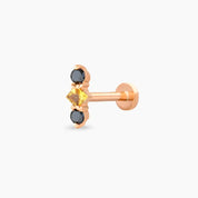 Abacus Multicolor Safir ve Siyah Pırlanta Taşlı Rose Altın Piercing