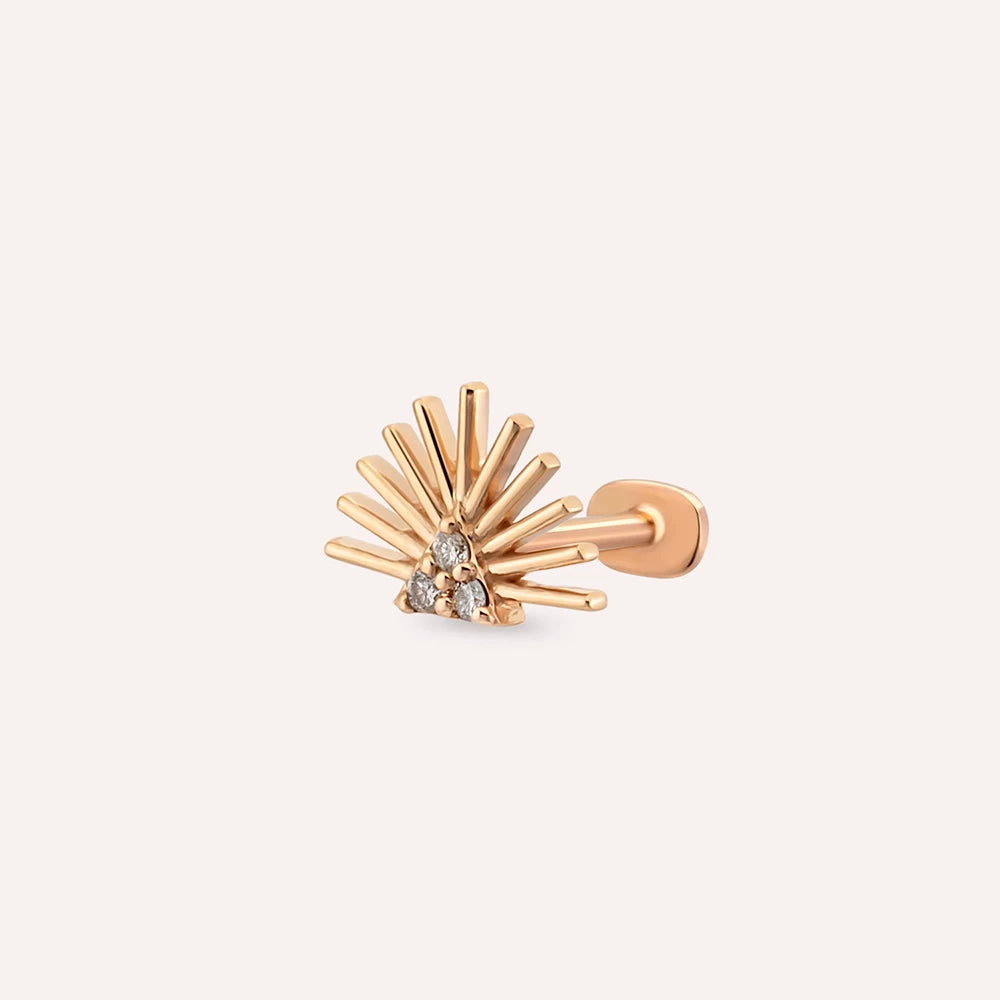 Adhafera Pırlanta Taşlı Rose Altın Piercing