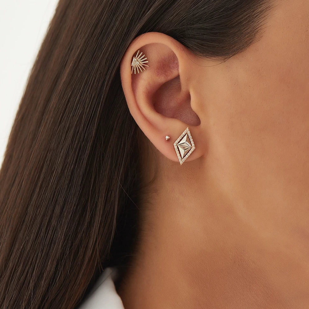 Adhafera Pırlanta Taşlı Rose Altın Piercing