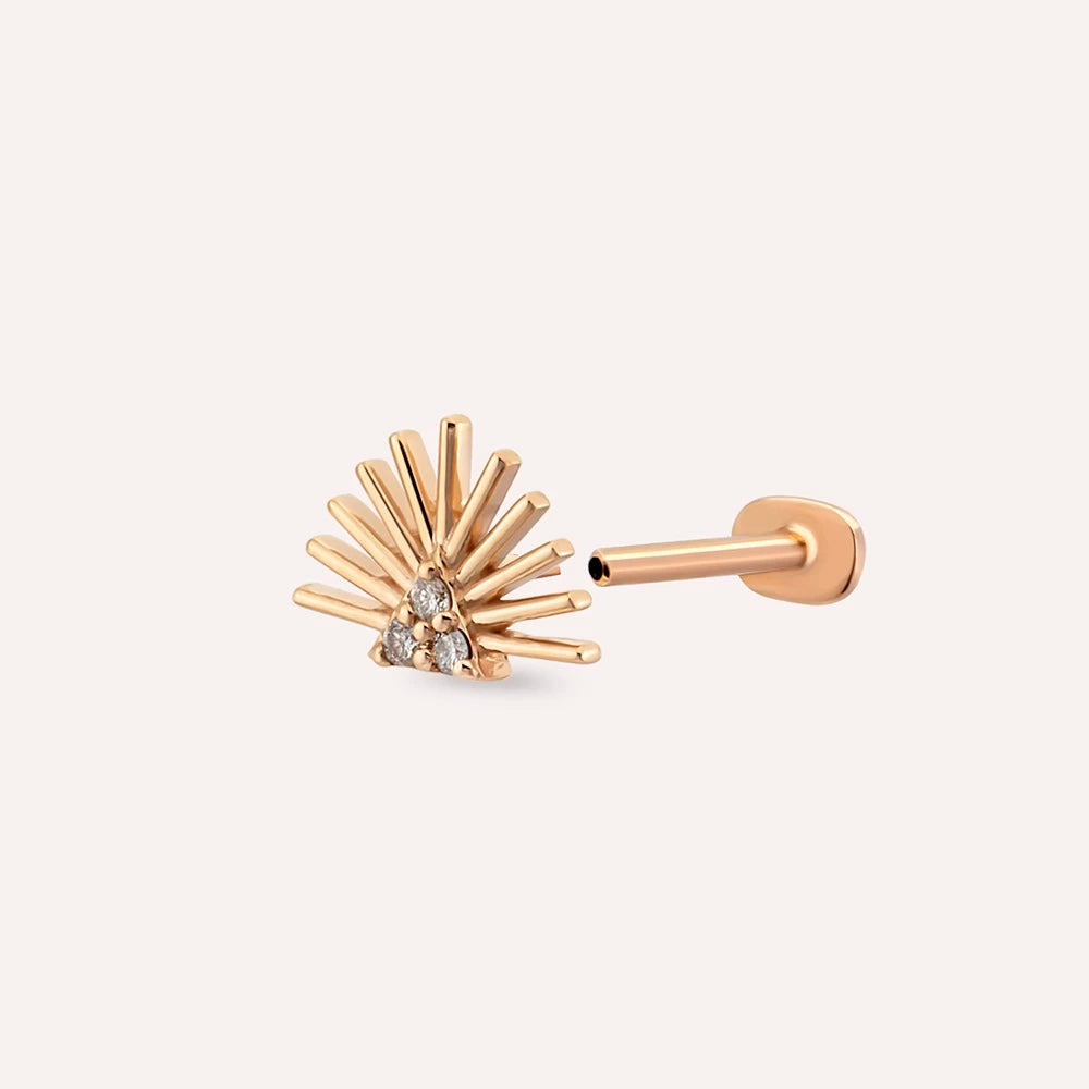 Adhafera Pırlanta Taşlı Rose Altın Piercing