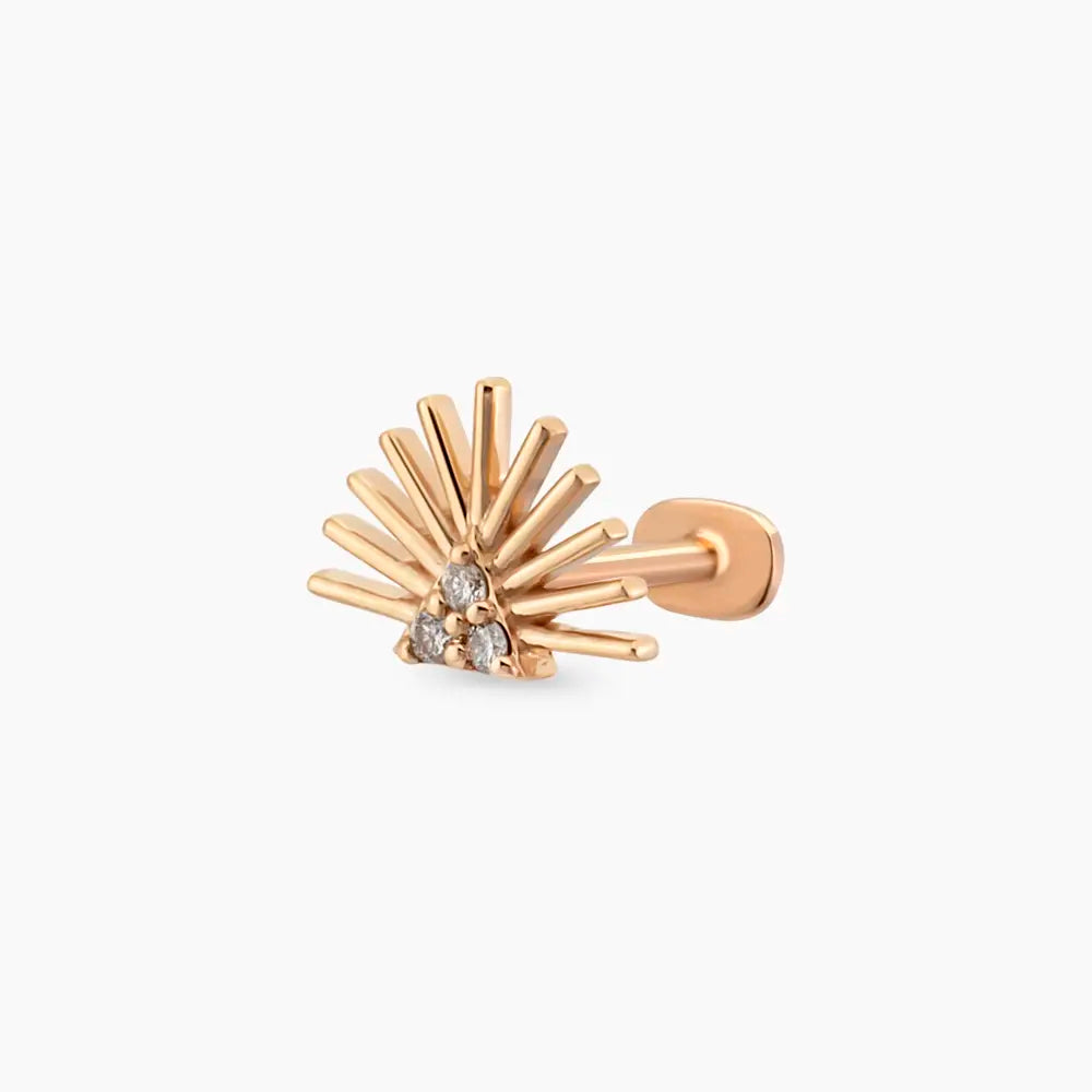Adhafera Pırlanta Taşlı Rose Altın Piercing