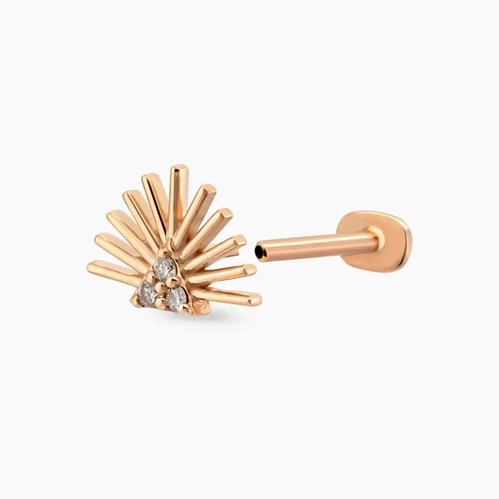 Adhafera Pırlanta Taşlı Rose Altın Piercing