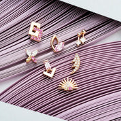 Adhafera Pırlanta ve Multicolor Safir Taşlı Rose Altın Piercing