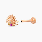 Adhafera Pırlanta ve Multicolor Safir Taşlı Rose Altın Piercing