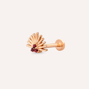 Adhafera Red Safir Taşlı Rose Altın Piercing