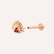 Adhafera Red Safir Taşlı Rose Altın Piercing