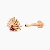 Adhafera Red Safir Taşlı Rose Altın Piercing