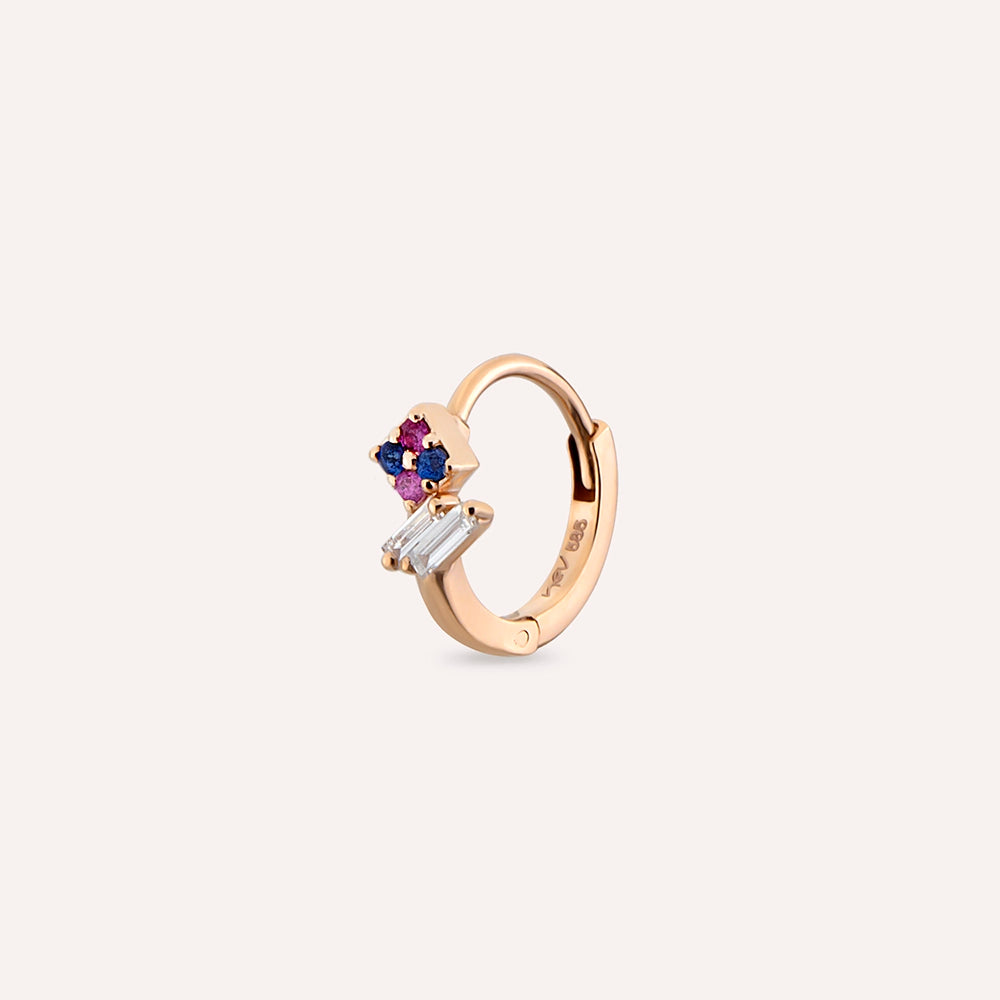 Afra Blue, Purple Safir ve Pırlanta Taşlı Halka Piercing