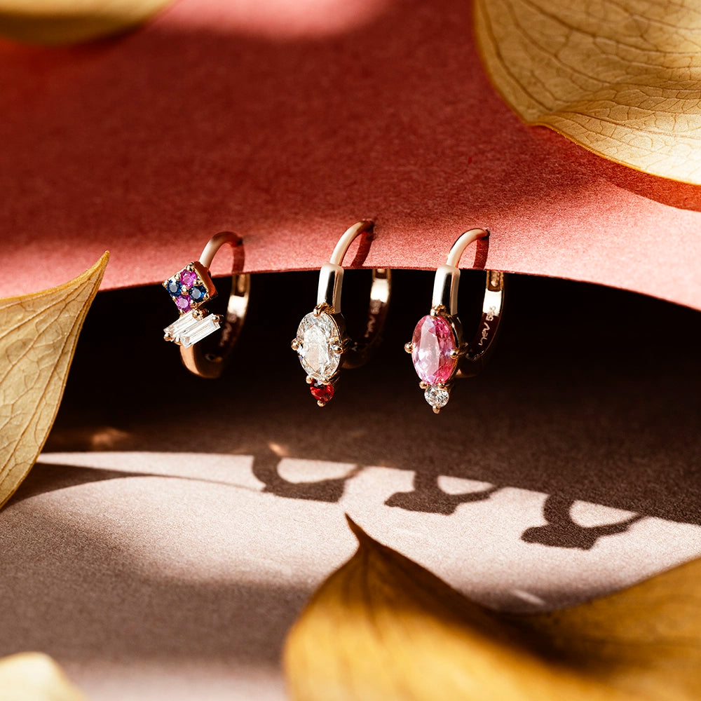 Afra Blue, Purple Safir ve Pırlanta Taşlı Halka Piercing