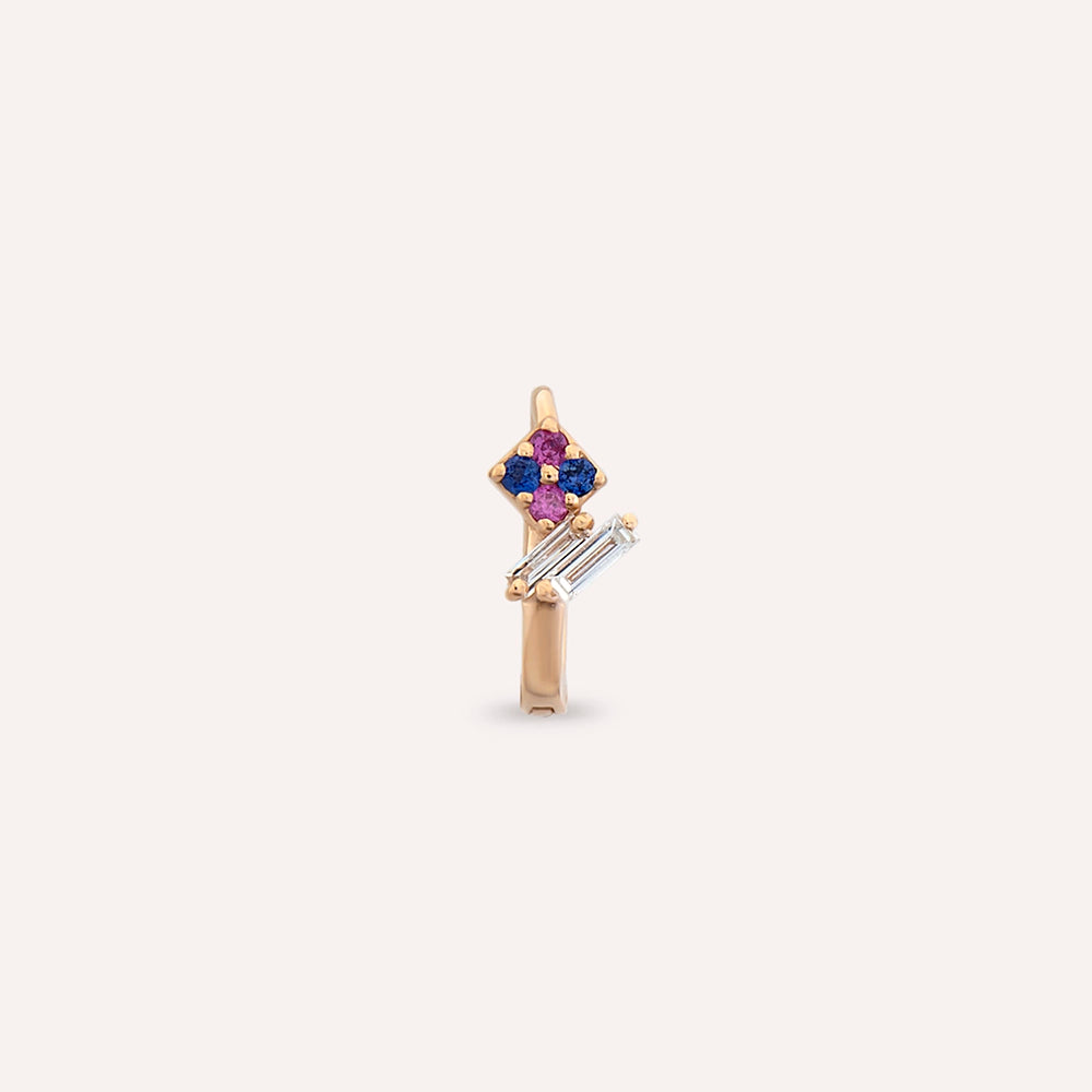 Afra Blue, Purple Safir ve Pırlanta Taşlı Halka Piercing