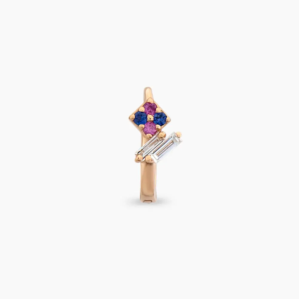 Afra Blue, Purple Safir ve Pırlanta Taşlı Halka Piercing