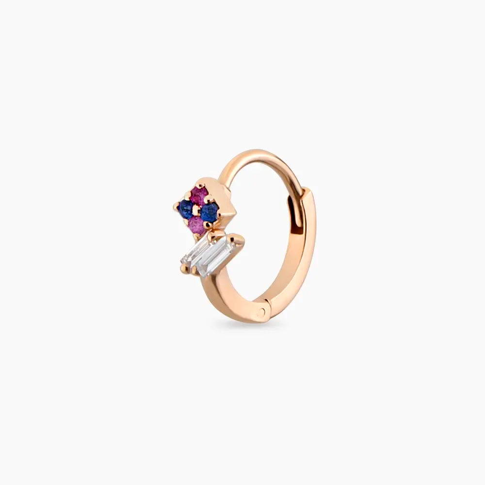 Afra Blue, Purple Safir ve Pırlanta Taşlı Halka Piercing