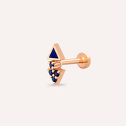 Afra Safir Taşlı ve Lacivert Mineli Rose Altın Piercing