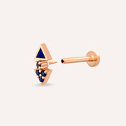 Afra Safir Taşlı ve Lacivert Mineli Rose Altın Piercing