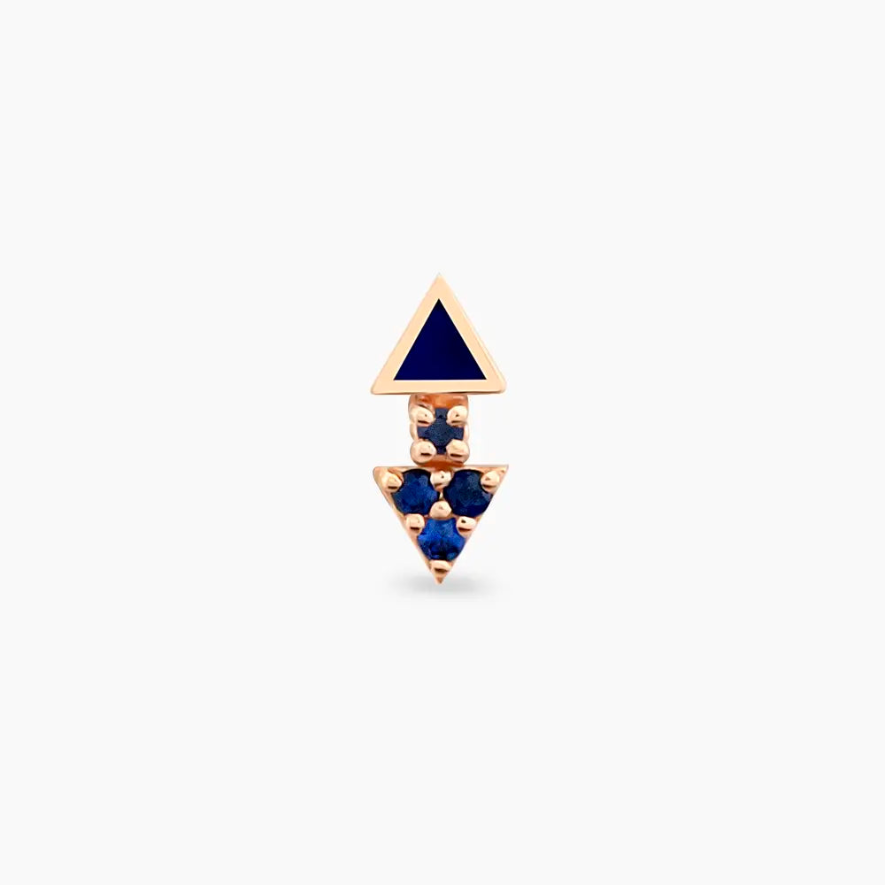 Afra Safir Taşlı ve Lacivert Mineli Rose Altın Piercing