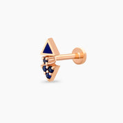 Afra Safir Taşlı ve Lacivert Mineli Rose Altın Piercing