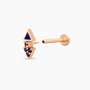 Afra Safir Taşlı ve Lacivert Mineli Rose Altın Piercing
