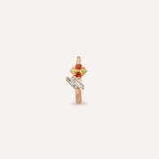 Afra Yellow, Orange Safir ve Pırlanta Taşlı Halka Piercing