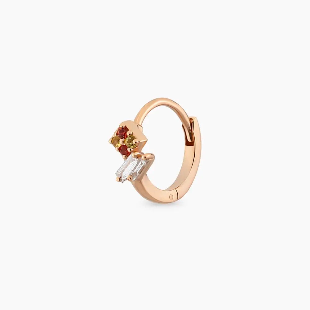 Afra Yellow, Orange Safir ve Pırlanta Taşlı Halka Piercing