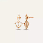 Alfa Baget Pırlanta Taşlı Rose Altın Küpe